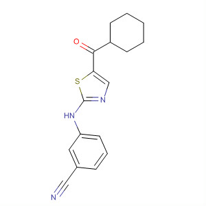 660856-69-9  Benzonitrile, 3-[[5-(cyclohexylcarbonyl)-2-thiazolyl]amino]-