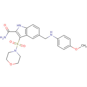 661468-37-7  1H-Indole-2-carboxamide,5-[[(4-methoxyphenyl)amino]methyl]-3-(4-morpholinylsulfonyl)-