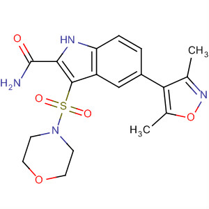 661468-45-7  1H-Indole-2-carboxamide,5-(3,5-dimethyl-4-isoxazolyl)-3-(4-morpholinylsulfonyl)-