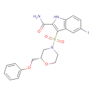 661468-54-8  1H-Indole-2-carboxamide,5-iodo-3-[[(2S)-2-(phenoxymethyl)-4-morpholinyl]sulfonyl]-