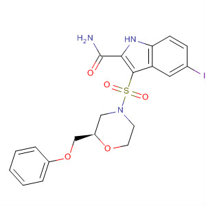661468-55-9  1H-Indole-2-carboxamide,5-iodo-3-[[(2R)-2-(phenoxymethyl)-4-morpholinyl]sulfonyl]-