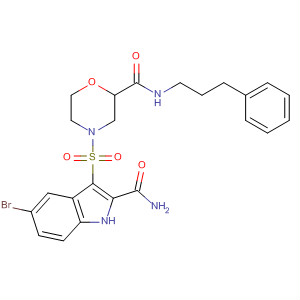 661468-92-4  1H-Indole-2-carboxamide,5-bromo-3-[[2-[[(3-phenylpropyl)amino]carbonyl]-4-morpholinyl]sulfonyl]-
