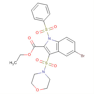 661470-07-1  1H-Indole-2-carboxylic acid,5-bromo-3-(4-morpholinylsulfonyl)-1-(phenylsulfonyl)-, ethyl ester