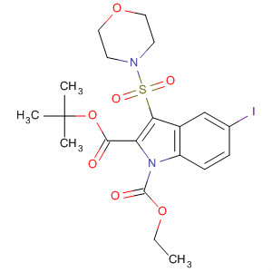 661470-34-4  1H-Indole-1,2-dicarboxylic acid, 5-iodo-3-(4-morpholinylsulfonyl)-,1-(1,1-dimethylethyl) 2-ethyl ester