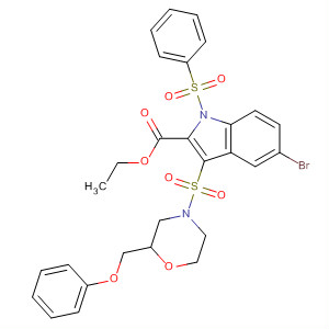 661470-49-1  1H-Indole-2-carboxylic acid,5-bromo-3-[[2-(phenoxymethyl)-4-morpholinyl]sulfonyl]-1-(phenylsulfonyl)-, ethyl ester