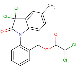 66464-12-8  Acetic acid, dichloro-,(3,3-dichloro-2,3-dihydro-5-methyl-2-oxo-1H-indol-1-yl)phenylmethylester