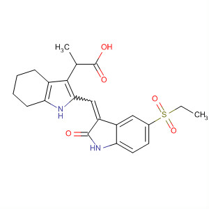 666235-79-6  1H-Indole-3-propanoic acid,2-[[5-(ethylsulfonyl)-1,2-dihydro-2-oxo-3H-indol-3-ylidene]methyl]-4,5,6,7-tetrahydro-