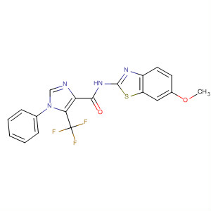 656251-53-5  1H-Imidazole-4-carboxamide,N-(6-methoxy-2-benzothiazolyl)-1-phenyl-5-(trifluoromethyl)- 656251-53-5  1H-Imidazole-4-carboxamide,N-(6-methoxy-2-benzothiazolyl)-1-phenyl-5-(trifluoromethyl)-