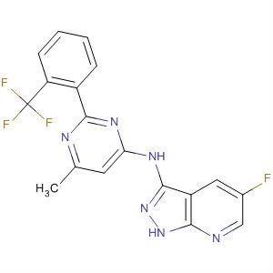 656814-09-4  1H-Pyrazolo[3,4-b]pyridin-3-amine,5-fluoro-N-[6-methyl-2-[2-(trifluoromethyl)phenyl]-4-pyrimidinyl]-