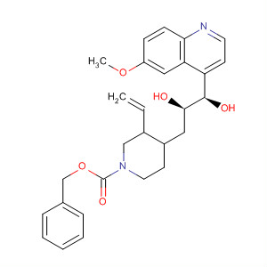 657408-16-7  1-Piperidinecarboxylic acid,4-[(2R,3R)-2,3-dihydroxy-3-(6-methoxy-4-quinolinyl)propyl]-3-ethenyl-,phenylmethyl ester, (3R,4S)-