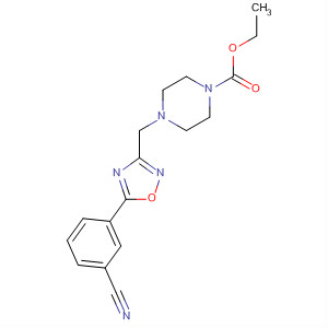 657423-77-3  1-Piperazinecarboxylic acid,4-[[5-(3-cyanophenyl)-1,2,4-oxadiazol-3-yl]methyl]-, ethyl ester