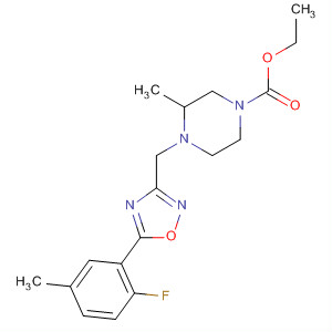657425-76-8  1-Piperazinecarboxylic acid,4-[[5-(2-fluoro-5-methylphenyl)-1,2,4-oxadiazol-3-yl]methyl]-3-methyl-,ethyl ester, (3S)-