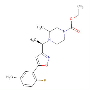 657425-97-3  1-Piperazinecarboxylic acid,4-[(1R)-1-[5-(2-fluoro-5-methylphenyl)-3-isoxazolyl]ethyl]-3-methyl-, ethylester, (3R)-