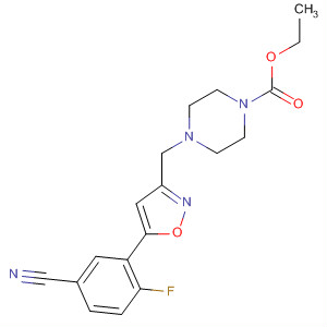 657426-54-5  1-Piperazinecarboxylic acid,4-[[5-(5-cyano-2-fluorophenyl)-3-isoxazolyl]methyl]-, ethyl ester