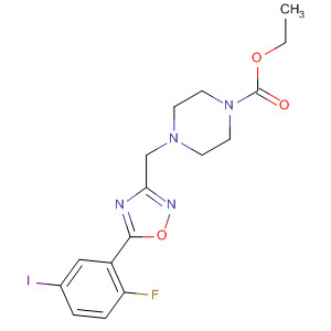 657426-73-8  1-Piperazinecarboxylic acid,4-[[5-(2-fluoro-5-iodophenyl)-1,2,4-oxadiazol-3-yl]methyl]-, ethyl ester