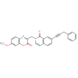 658083-20-6  2H-1,4-Benzoxazin-2-one,7-methoxy-3-[[1-oxo-7-(3-phenyl-1-propynyl)-2(1H)-isoquinolinyl]methyl]-