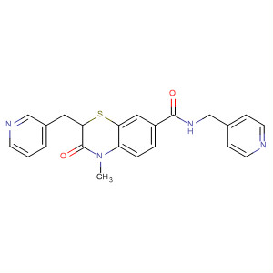 658680-13-8  2H-1,4-Benzothiazine-7-carboxamide,3,4-dihydro-4-methyl-3-oxo-2-(3-pyridinylmethyl)-N-(4-pyridinylmethyl)-