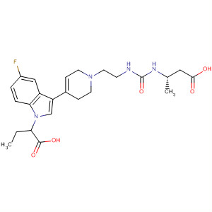 658688-10-9  1H-Indole-1-butanoic acid,3-[1-[2-[[[[(1S)-2-carboxy-1-methylethyl]amino]carbonyl]amino]ethyl]-1,2,3,6-tetrahydro-4-pyridinyl]-5-fluoro-