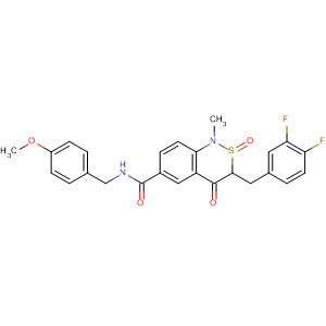 658709-48-9  1H-2,1-Benzothiazine-6-carboxamide,3-[(3,4-difluorophenyl)methyl]-3,4-dihydro-N-[(4-methoxyphenyl)methyl]-1-methyl-4-oxo-, 2-oxide