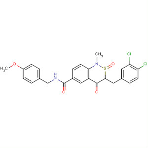 658709-49-0  1H-2,1-Benzothiazine-6-carboxamide,3-[(3,4-dichlorophenyl)methyl]-3,4-dihydro-N-[(4-methoxyphenyl)methyl]-1-methyl-4-oxo-, 2-oxide
