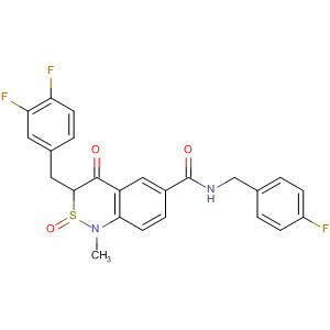658709-55-8  1H-2,1-Benzothiazine-6-carboxamide,3-[(3,4-difluorophenyl)methyl]-N-[(4-fluorophenyl)methyl]-3,4-dihydro-1-methyl-4-oxo-, 2-oxide