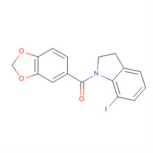 660399-10-0  1H-Indole, 1-(1,3-benzodioxol-5-ylcarbonyl)-2,3-dihydro-7-iodo-
