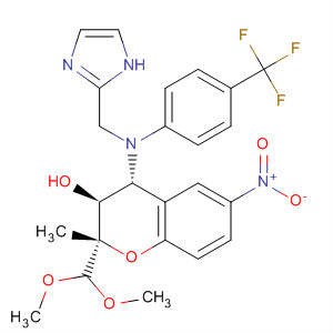 660404-73-9  2H-1-Benzopyran-3-ol,2-(dimethoxymethyl)-3,4-dihydro-4-[(1H-imidazol-2-ylmethyl)[4-(trifluoromethyl)phenyl]amino]-2-methyl-6-nitro-, (2S,3S,4R)-