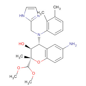 660404-96-6  2H-1-Benzopyran-3-ol,6-amino-2-(dimethoxymethyl)-4-[(2,3-dimethylphenyl)(1H-imidazol-2-ylmethyl)amino]-3,4-dihydro-2-methyl-, (2S,3S,4R)-