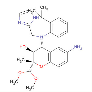 660405-00-5  2H-1-Benzopyran-3-ol,6-amino-2-(dimethoxymethyl)-3,4-dihydro-4-[(1H-imidazol-2-ylmethyl)[2-(1-methylethyl)phenyl]amino]-2-methyl-, (2S,3S,4R)-