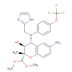 660405-01-6  2H-1-Benzopyran-3-ol,6-amino-2-(dimethoxymethyl)-3,4-dihydro-4-[(1H-imidazol-2-ylmethyl)[4-(trifluoromethoxy)phenyl]amino]-2-methyl-, (2S,3S,4R)-