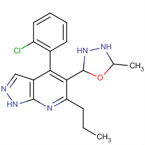 660406-78-0  1H-Pyrazolo[3,4-b]pyridine,4-(2-chlorophenyl)-2,4-dihydro-5-(5-methyl-1,3,4-oxadiazol-2-yl)-6-propyl-