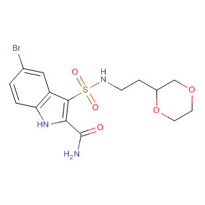 660413-10-5  1H-Indole-2-carboxamide,5-bromo-3-[[(1,4-dioxan-2-ylmethyl)methylamino]sulfonyl]-