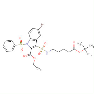 660413-25-2  1H-Indole-2-carboxylic acid,5-bromo-3-[[[5-(1,1-dimethylethoxy)-5-oxopentyl]amino]sulfonyl]-1-(phenylsulfonyl)-, ethyl ester