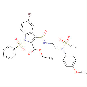 660413-92-3  1H-Indole-2-carboxylic acid,5-bromo-3-[[[2-[(4-methoxyphenyl)(methylsulfonyl)amino]ethyl]amino]sulfonyl]-1-(phenylsulfonyl)-, ethyl ester