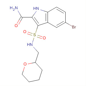 660414-02-8  1H-Indole-2-carboxamide,5-bromo-3-[[[(tetrahydro-2H-pyran-2-yl)methyl]amino]sulfonyl]-