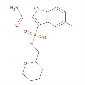 660414-03-9  1H-Indole-2-carboxamide,5-iodo-3-[[[(tetrahydro-2H-pyran-2-yl)methyl]amino]sulfonyl]-