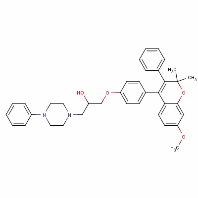 111038-44-9  1-Piperazineethanol, alpha-((4-(7-methoxy-2,2-dimethyl-3-phenyl-2H-1-b enzopyran-4-yl)phenoxy)methyl)-4-phenyl-