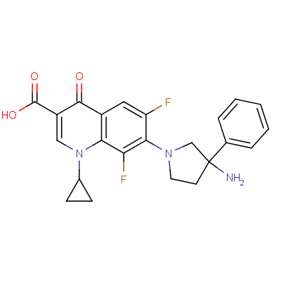 116169-42-7  3-Quinolinecarboxylic acid, 1,4-dihydro-7-(3-amino-3-phenyl-1-pyrrolid inyl)-1-cyclopropyl-6,8-difluoro-4-oxo-