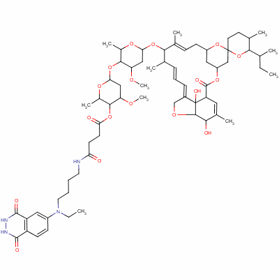 122047-12-5  22,23-dihydroavermectin B(1a)-4'-(4-((4-(ethyl(1,2,3,4-tetrahydro-1,4-dioxo-6-phthalazinyl)amino)butyl)amino)-4-oxobutanoate)