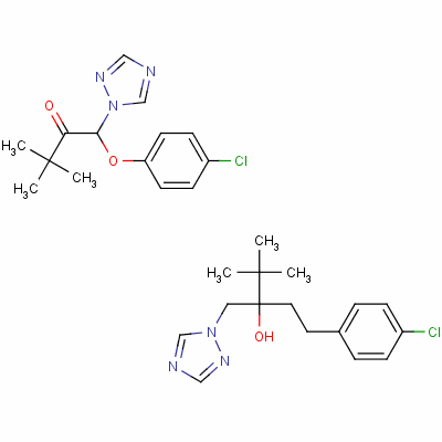 124027-08-3  2-Butanone, 1-(4-chlorophenoxy)-3,3-dimethyl-1-(1H-1,2,4-triazol-1-yl) -, mixt. with alpha-(2-(4-chlorophenyl)ethyl)-alpha-(1,1-dimethylethyl )-1H-1,2,4-triazole-1-ethanol
