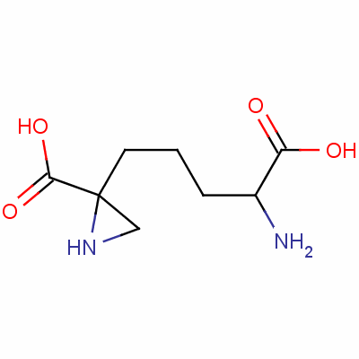 125509-89-9  2-(4-amino-4-carboxybutyl)-2-aziridinecarboxylic acid