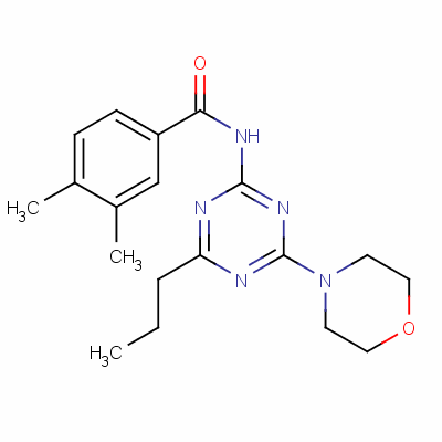 127375-07-9  3,4-dimethyl-N-(4-morpholin-4-yl-6-propyl-1,3,5-triazin-2-yl)benzamide