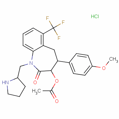 128574-17-4  3-(acetyloxy)-1,3,4,5-tetrahydro-4-(4-methoxyphenyl)-1-(2-pyrrolidinylmethyl)-6-(trifluoromethyl)-2H-benzazepin-2-one
