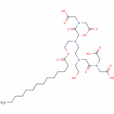138420-02-7  N(3)-2'-myristoyloxyethyl-N(6)-2'-hydroxyethyl-1,8-dioxotriethylenetetramine-N,N,N',N'-tetraacetic acid