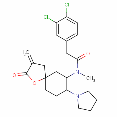 141269-53-6  3,4-dichloro-N-methyl-N-(3-methylene-2-oxo-8-(1-pyrrolidinyl)-1-oxaspiro(4,5)dec-7-yl)benzeneacetamide