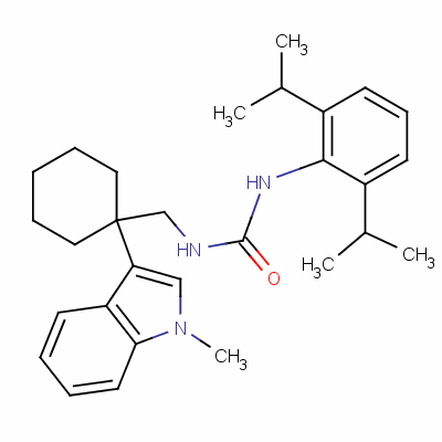 145131-25-5  3-(2,6-dipropan-2-ylphenyl)-1-[[1-(1-methylindol-3-yl)cyclohexyl]methy l]urea