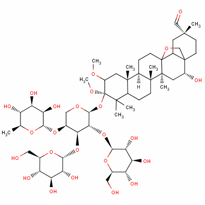 151625-82-0  3-O-(L-rhamnopyranosyl-1-4-glucopyranosyl-1-2-(glucopyranosyl-1-4)-arabinopyranoside)-16-hydroxy-13,28-epoxy-30,30-dimethoxyoleane 151625-82-0  3-O-(L-rhamnopyranosyl-1-4-glucopyranosyl-1-2-(glucopyranosyl-1-4)-arabinopyranoside)-16-hydroxy-13,28-epoxy-30,30-dimethoxyoleane