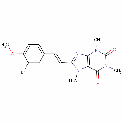 155271-51-5  1H-Purine-2,6-dione, 3,7-dihydro-8-(2-(3-bromo-4-methoxyphenyl)ethenyl )-1,3,7-trimethyl-, (E)-