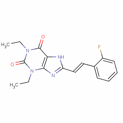 155271-90-2  1H-Purine-2,6-dione, 3,7-dihydro-1,3-diethyl-8-(2-(2-fluorophenyl)ethe nyl)-, (E)-