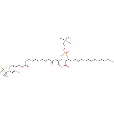 156996-76-8  1-palmitoyl-2-(decanedioyl mono-(2-iodo-4-(3-trifluoromethyl-3H-diazirin-3-yl)benzyl)ester)glycero-3-phosphocholine
